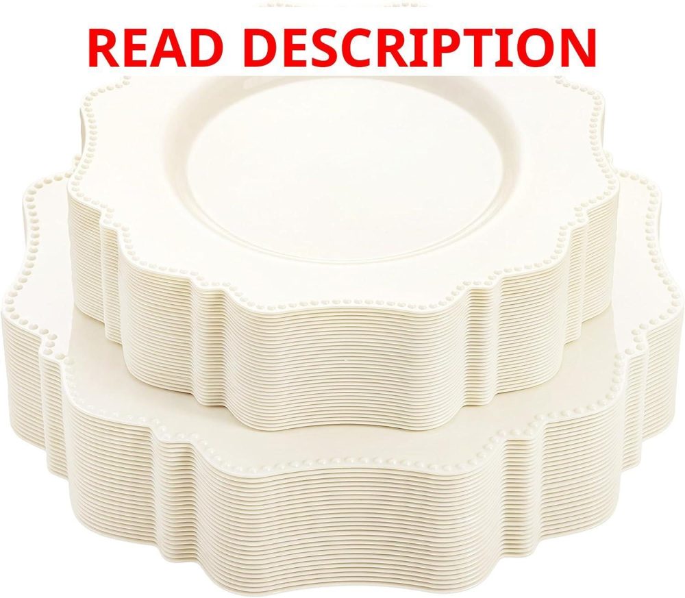 Colosus 100Pcs Ivory Plastic Plates