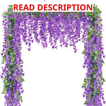 Sggvecsy 6Pcs Wisteria Garland 35.4ft Purple