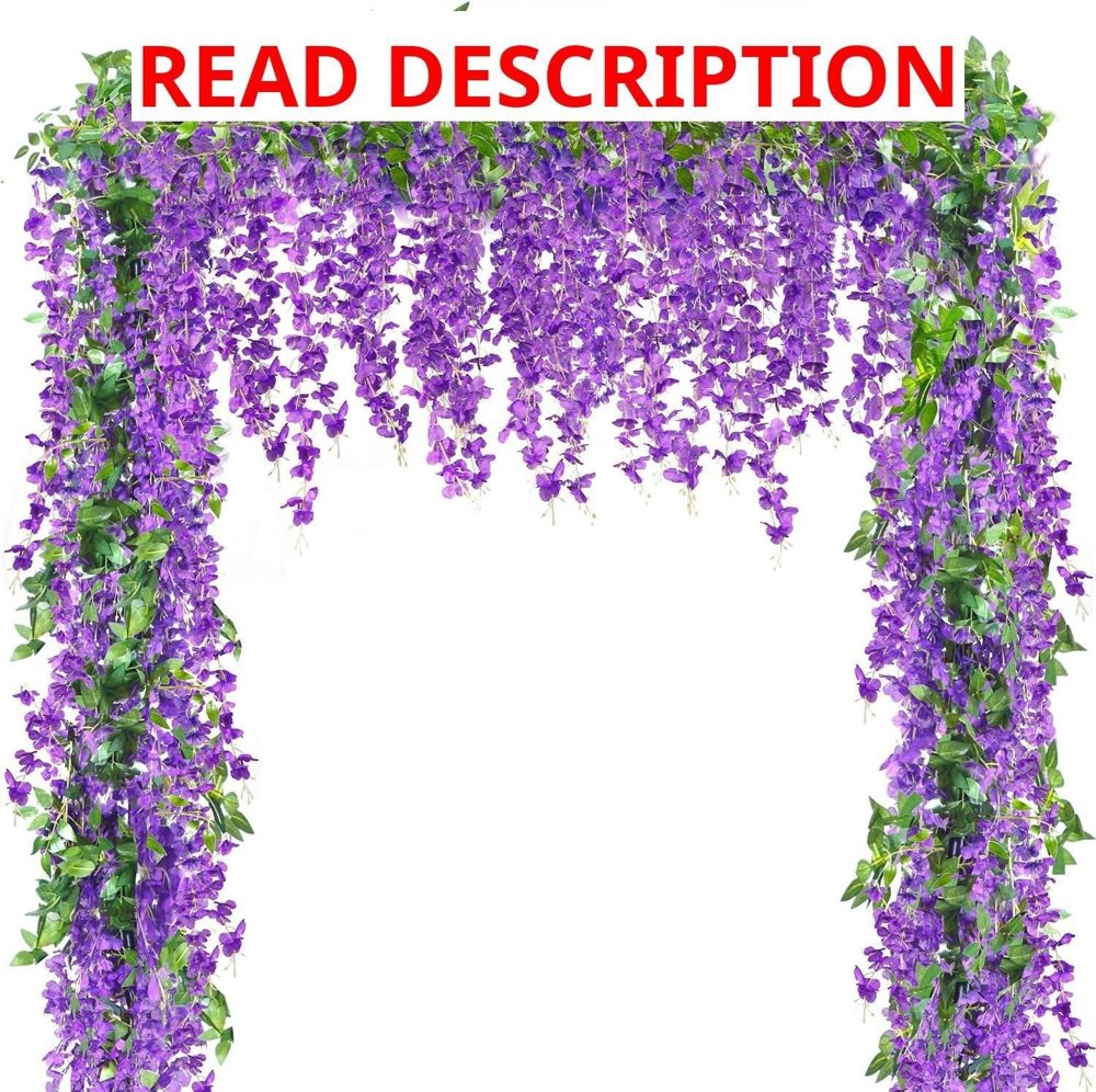 Sggvecsy 6Pcs Wisteria Garland 35.4ft Purple
