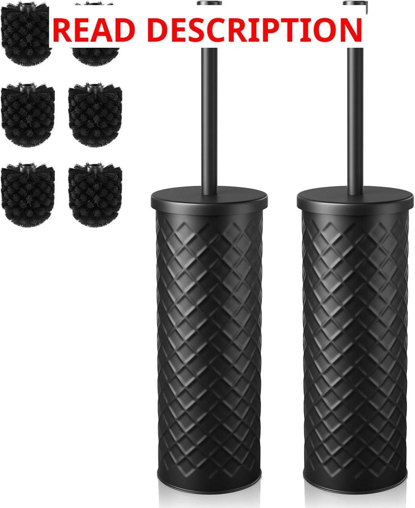 Toilet Bowl Brush & Holder Set 2 Pack Black
