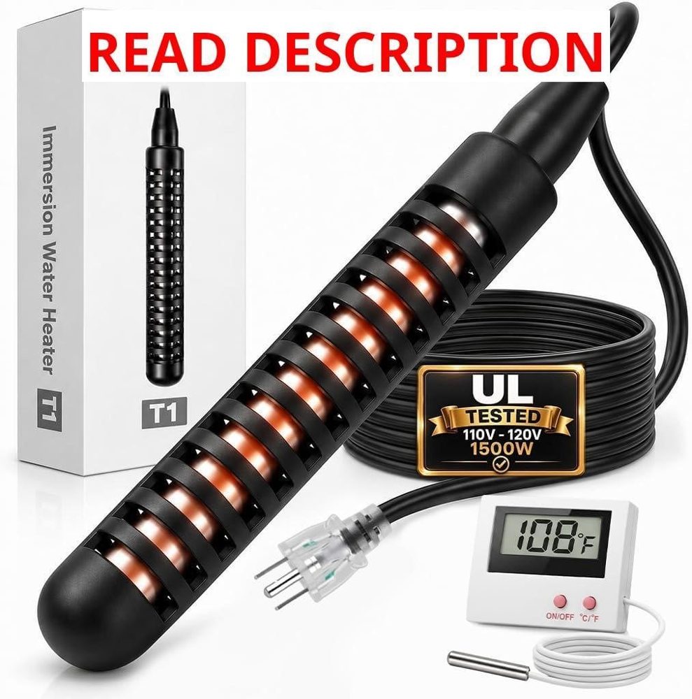 UL 1500W Immersion Water Heater Reusable
