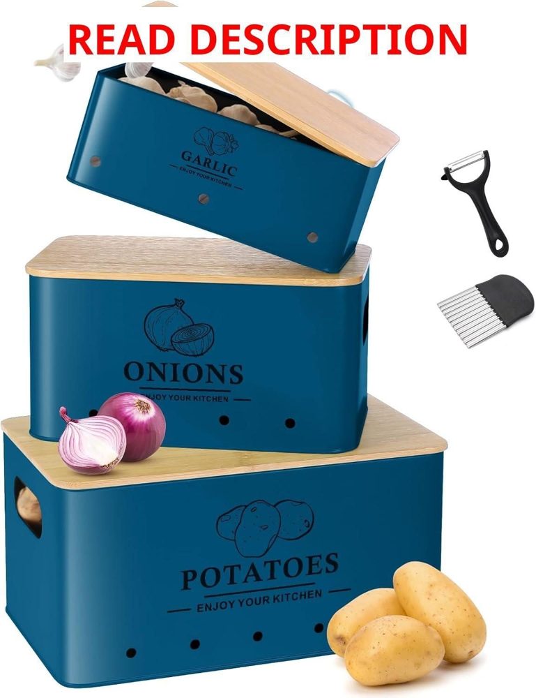 Kitchen Vegetable Storage Set of 3 Metal Pot