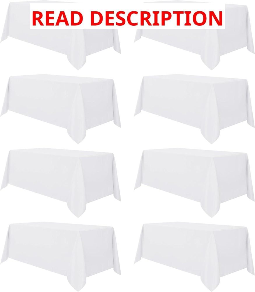 sancua 8 Pack White Table Cloth 90x132"