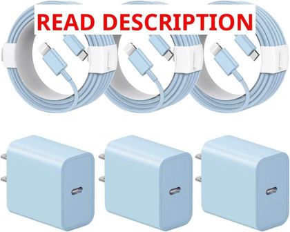 iPhone 20W Fast Charger 3-Pack (Blue) 6ft