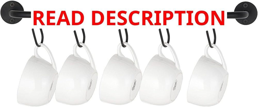 Mkono Wall Mounted Mug Holder with 5 Hooks