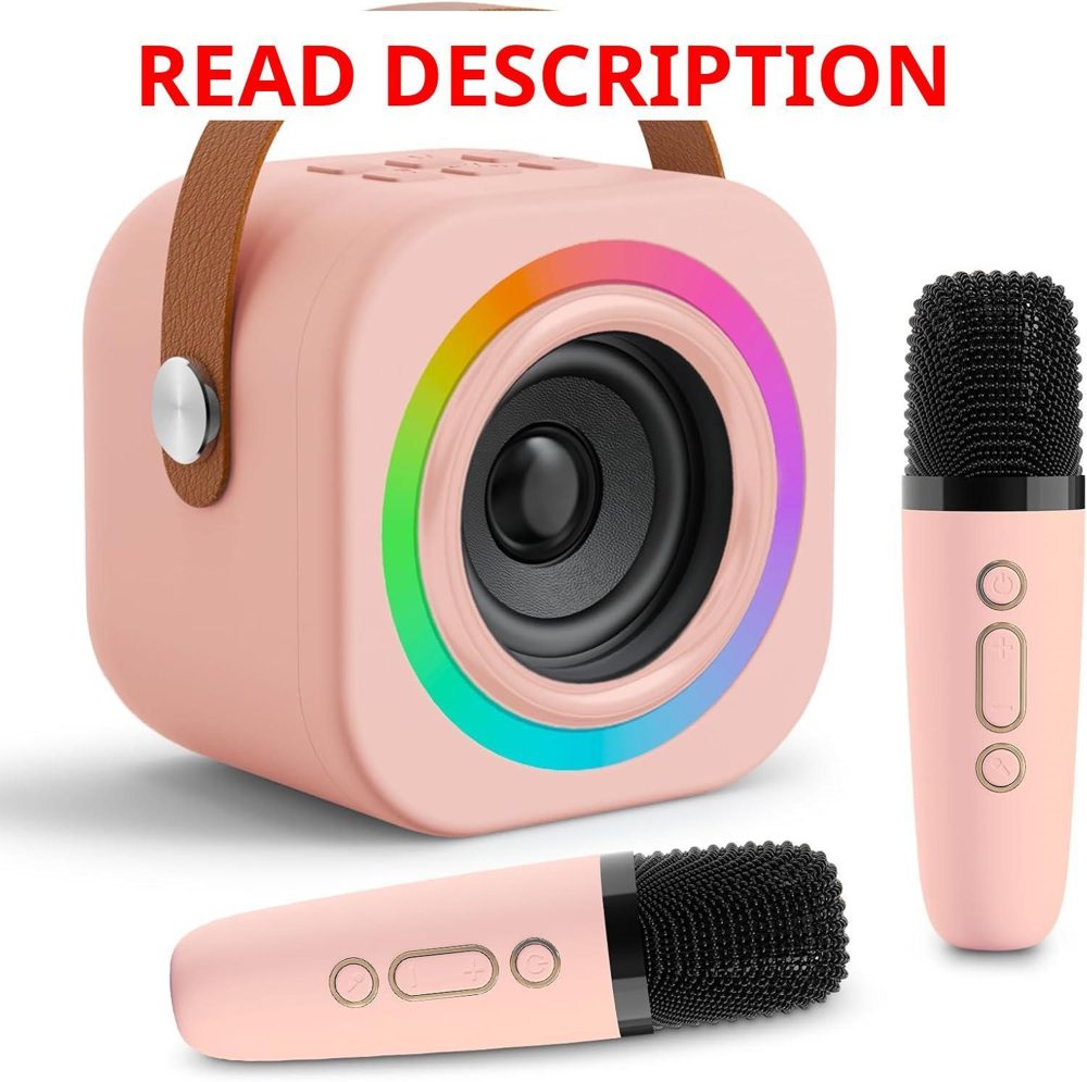 Mini Karaoke Machine with 2 Wireless Mics