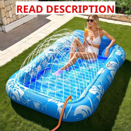 Inflatable Pool Lounger Float with Sprinkler
