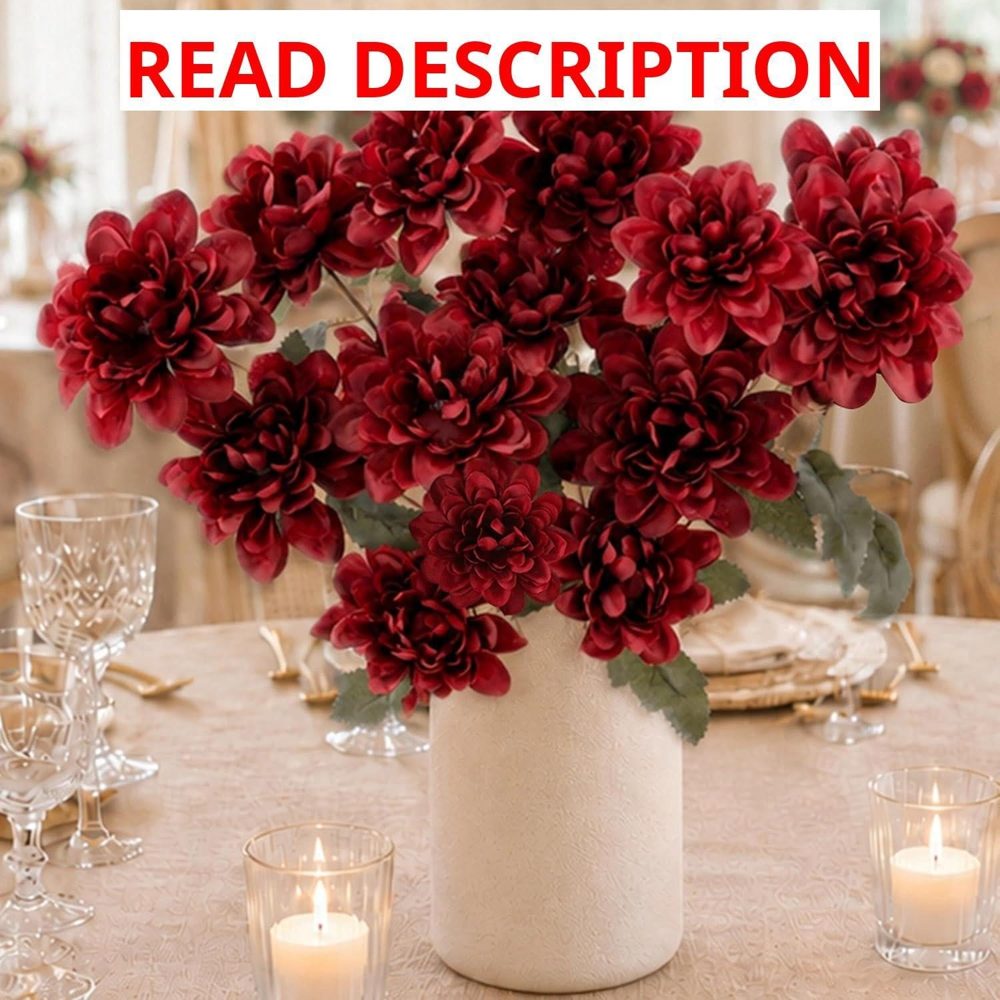6 Stems Artificial Dahlia Flowers 18 Blooms Stems