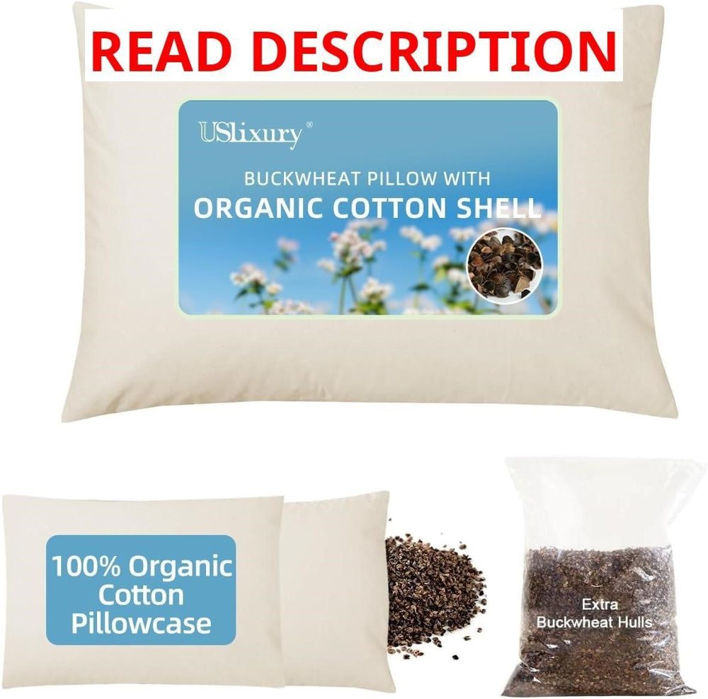 USlixury Organic Buckwheat Pillow 14x20