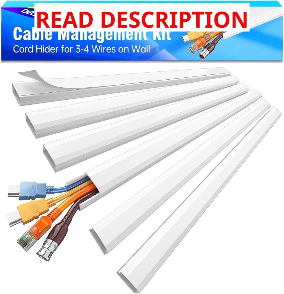 Delamu TV Cord Hider for 3-4 Wires White