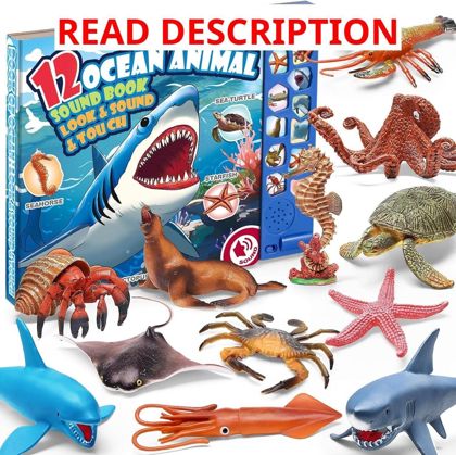 12 Pack Ocean Animal Toys with Sound Book