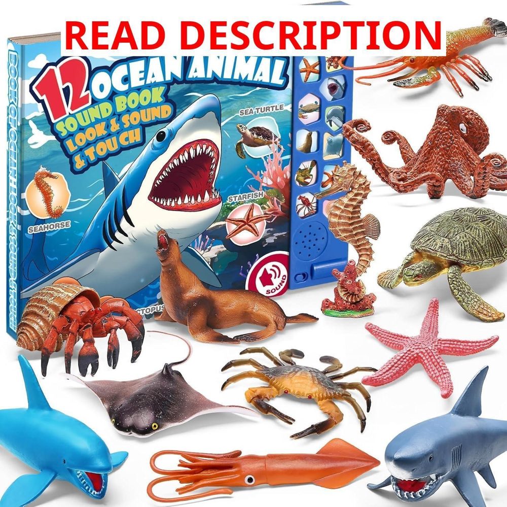 12 Pack Ocean Animal Toys with Sound Book