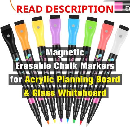 Magnetic Chalk Markers 8 Colors 1mm Tip