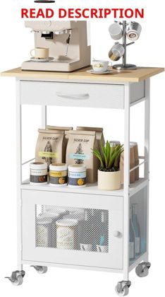 SWTYMIKI Coffee Bar Cabinet Rolling Rack