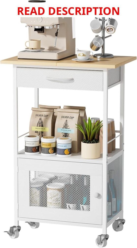 SWTYMIKI Coffee Bar Cabinet Rolling Rack