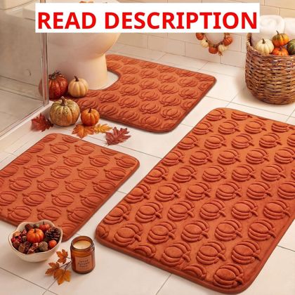 Drydiet Orange Fall Pumpkin Bath Rug Sets of 3