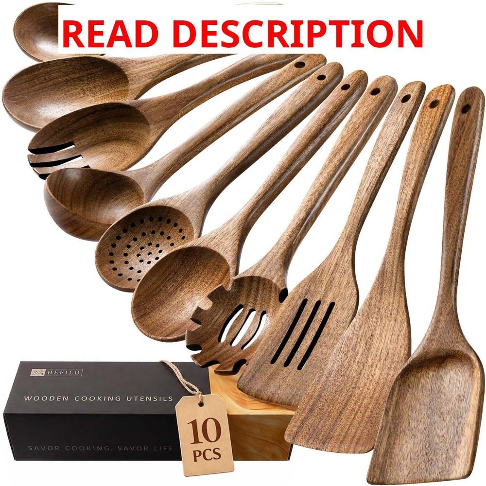 Wooden Spoons for Cooking 10-Piece Acacia Set