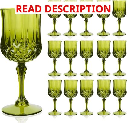 Ciaell 24Pcs Green Plastic Wine Glasses - 7 oz