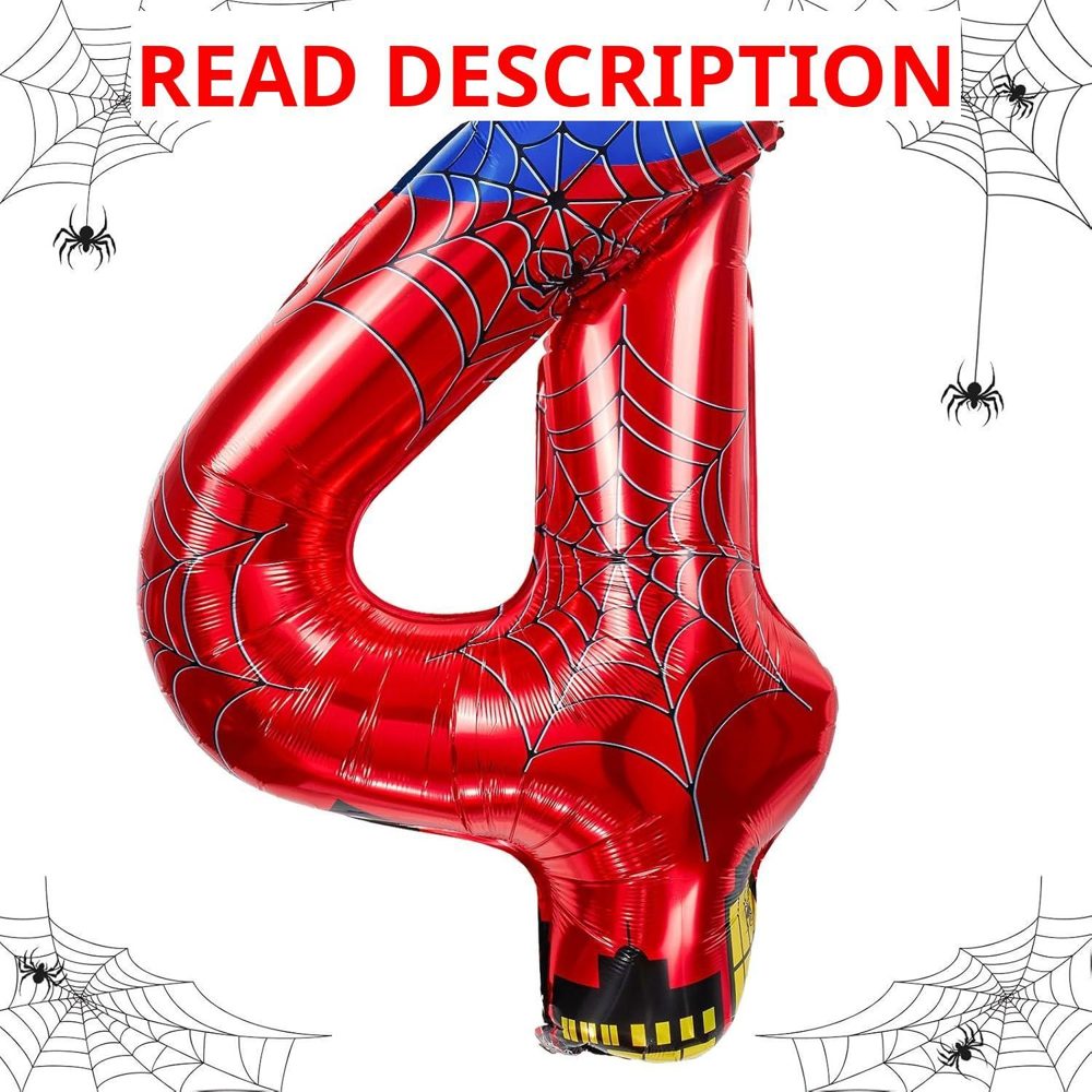 Spider Theme Number Foil Balloon 4 (40")