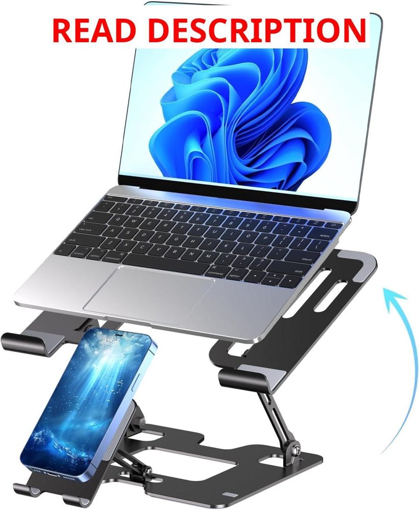 Ergonomic 2-in-1 Laptop/Phone Stand Black