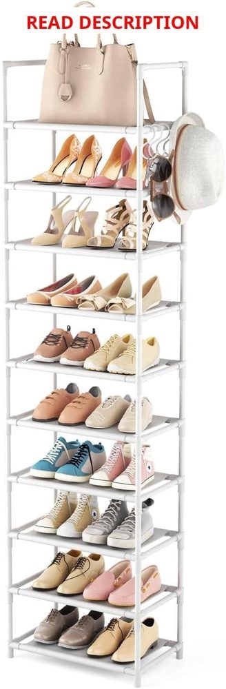 LANTEFUL 10-Tier Shoe Rack 20-25 Pairs White