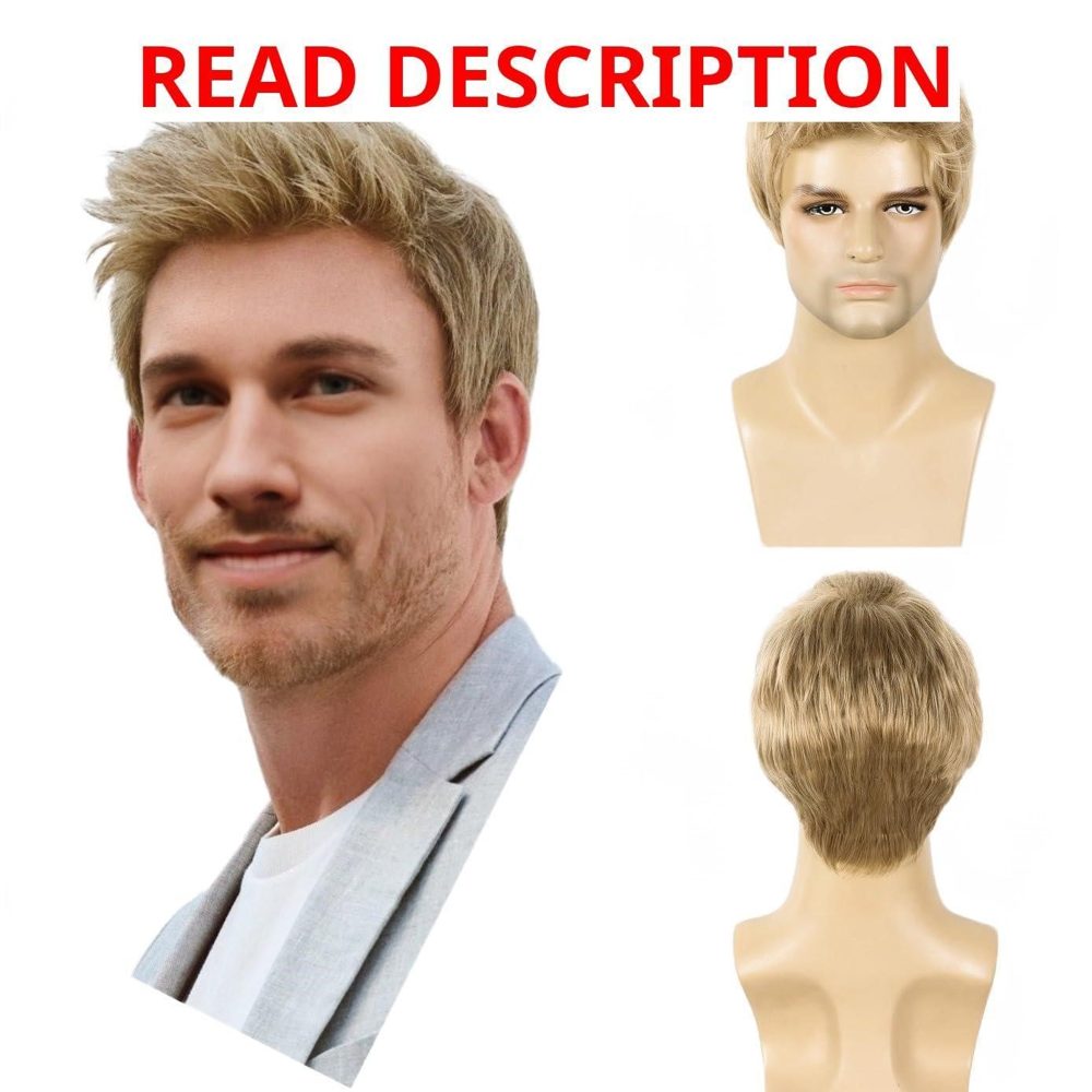 Mens Blonde Wig Short Synthetic 21"-22.5"