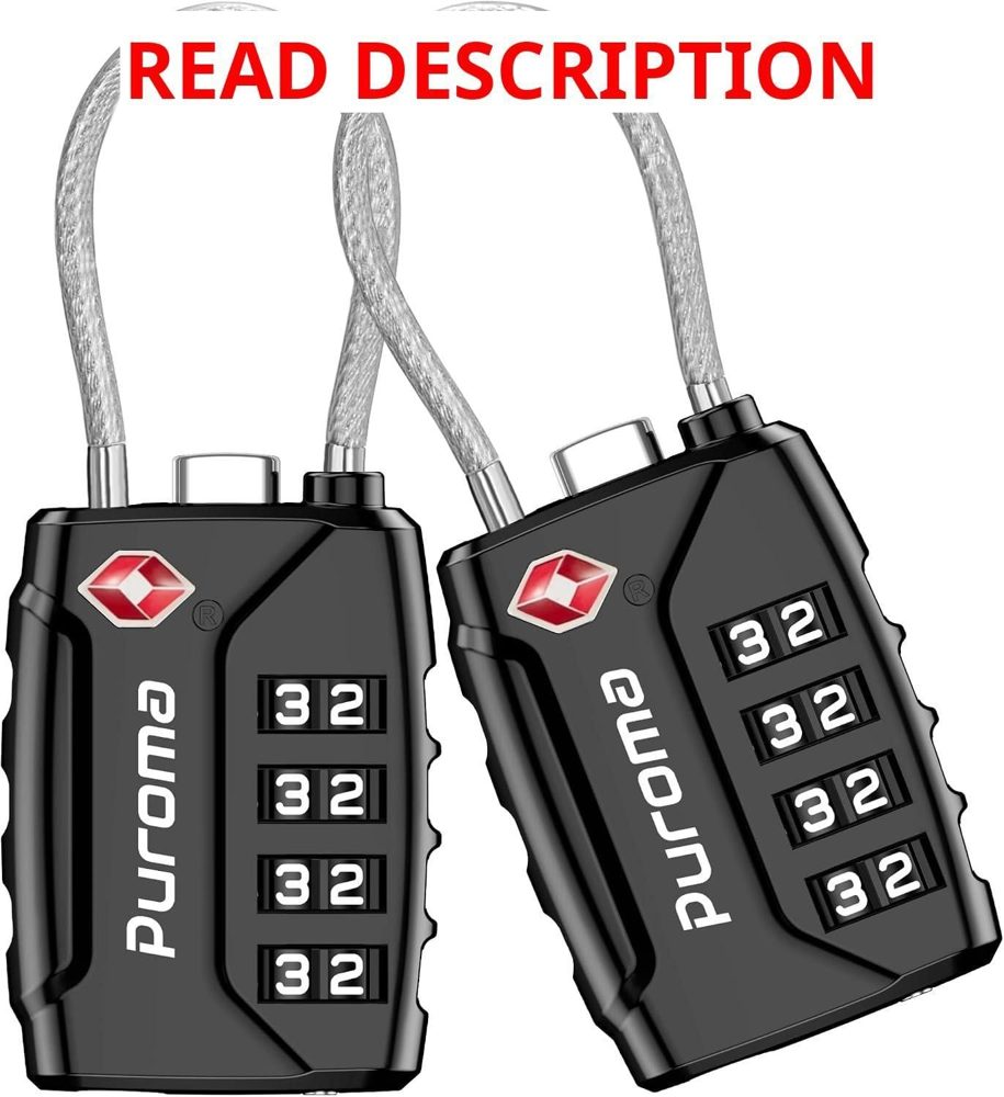 Puroma 2 Pack TSA Luggage Locks 4-Digit Black
