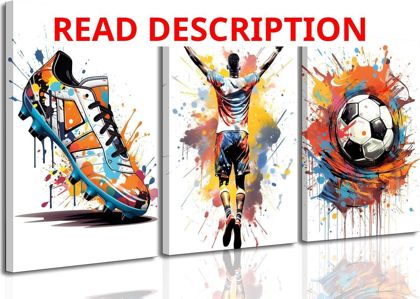 3Pcs Graffiti Soccer Canvas Wall Art