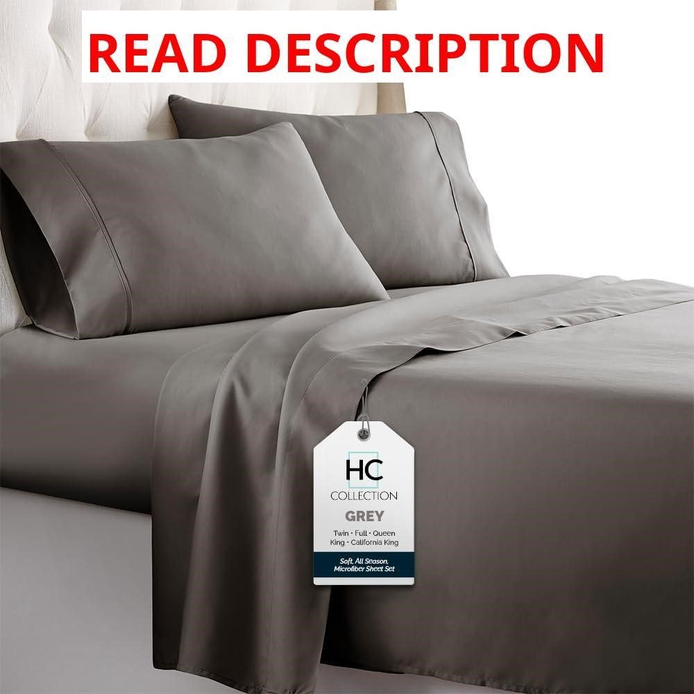 HC Collection King Sheets Set Gray