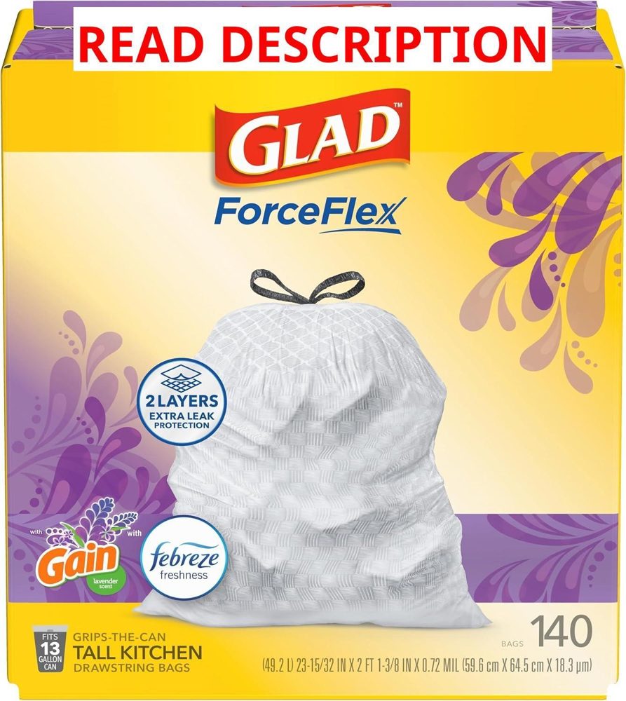 Glad ForceFlex Tall Trash Bags 13 gal 140 ct