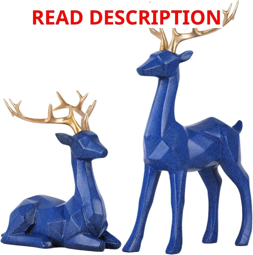 XMGZQ Navy Blue Gold Reindeer Decor 2Pcs