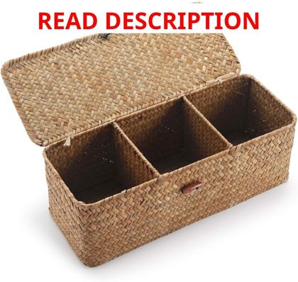 Seagrass Tank Basket with Lid 16.5" L Natural