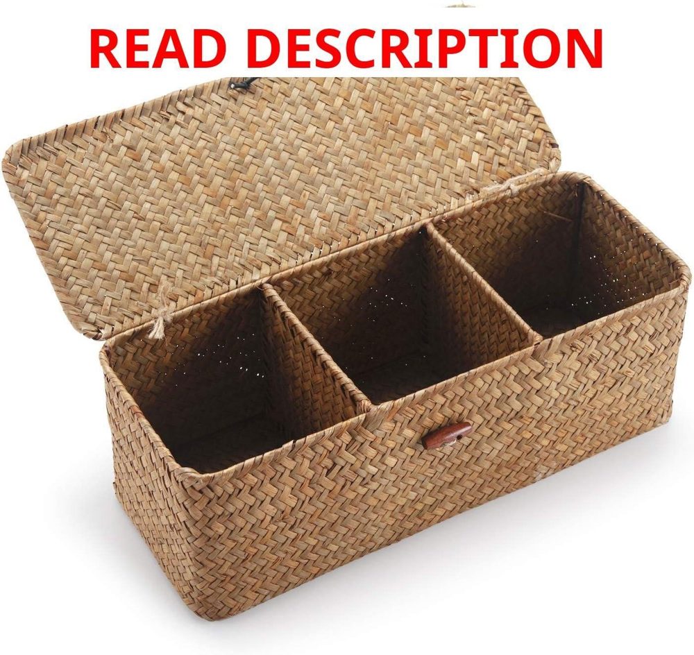 Seagrass Tank Basket with Lid 16.5" L Natural