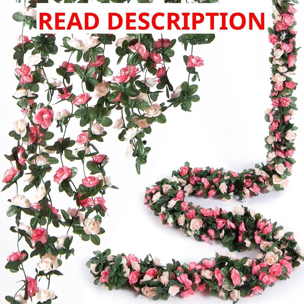 8 Pcs 8.2ft Artificial Flower Garland Pink