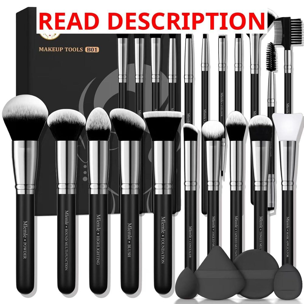 Mlemle 25 Pcs Makeup Kit: 21 Brushes 4 Sponges