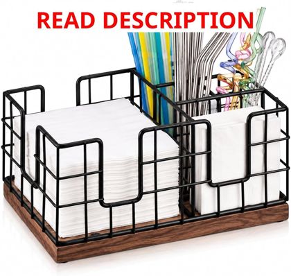 Bar Caddy with 6 Compartments Napkin & Straw