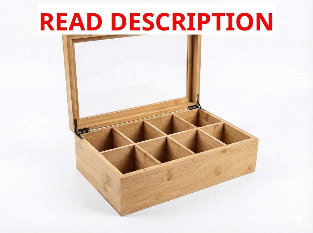 Acacia Wood Tea Bag Organizer - 8 Compartment