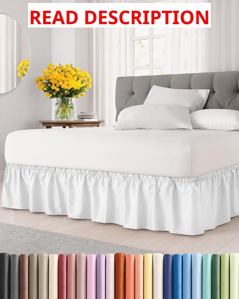 CGK Wrap Around Dust Ruffle Bed Skirt - Ice Blue