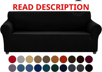 Joccun Stretch Couch Cover 3-Cushion Black