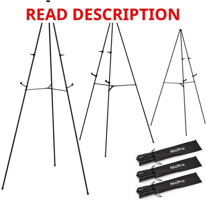 Nicpro 3 Pack 63" Easel Stand for Sign Black