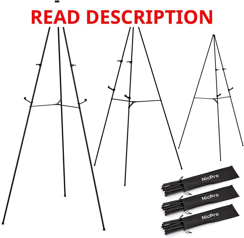 Nicpro 3 Pack 63" Easel Stand for Sign Black