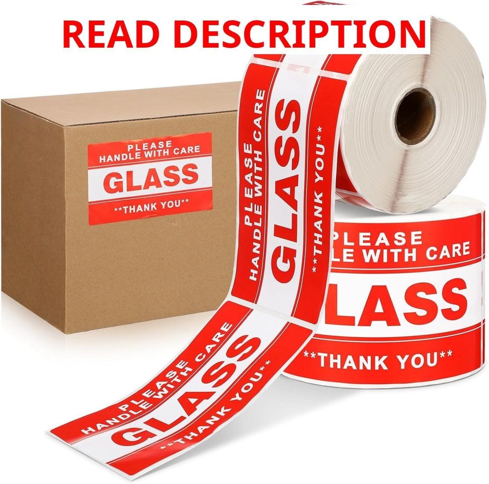 Marspark 500 Pcs Glass Stickers Label Roll Red