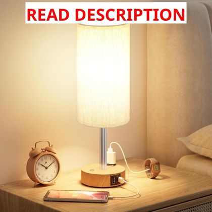 Bedside Table Lamp with USB A+C Dimmable