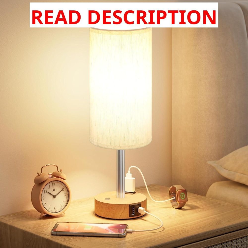 Bedside Table Lamp with USB A+C Dimmable