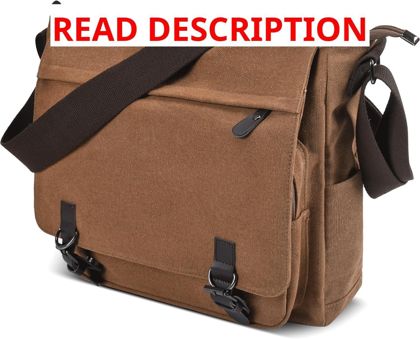 CAAORDKSO Canvas Messenger Bag 14" Laptop Coffee
