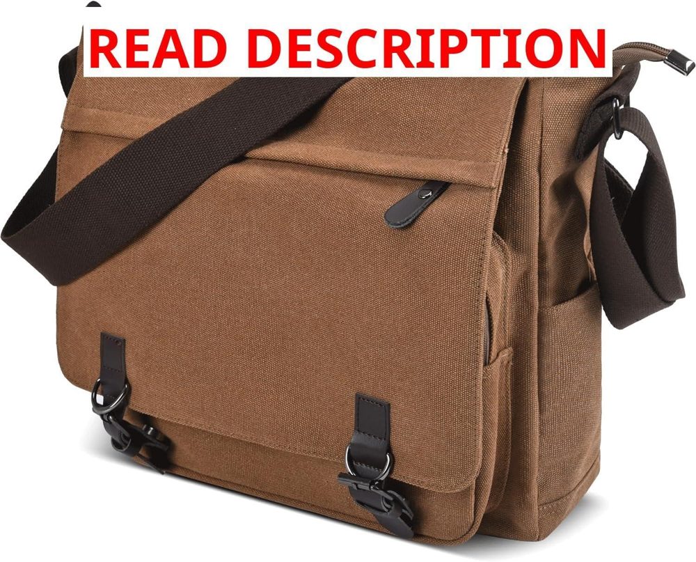 CAAORDKSO Canvas Messenger Bag 14" Laptop Coffee