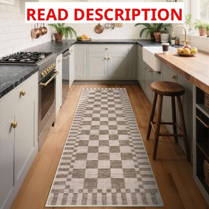 GarveeHome 2x6 Kitchen Runner Rug Non Slip - Brown
