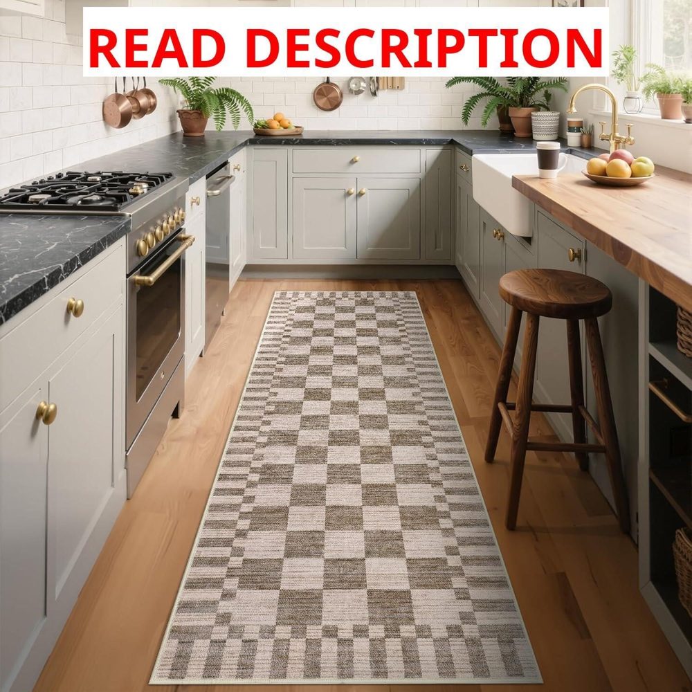 GarveeHome 2x6 Kitchen Runner Rug Non Slip - Brown