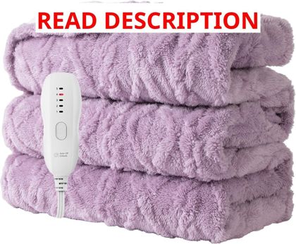 Heated Blanket 50x60" Soft Throw Purple