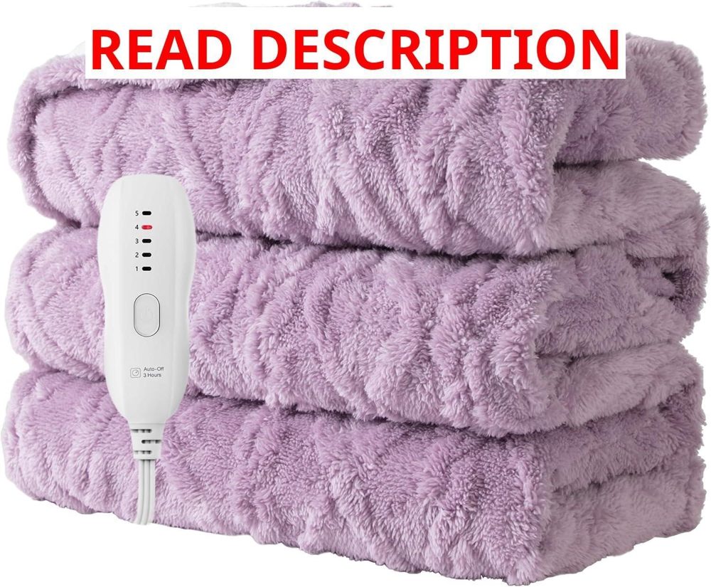 Heated Blanket 50x60" Soft Throw Purple